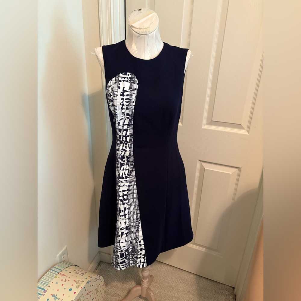 Prabal Gurung Navy and White Asymmetrical Dress NWT size 8 $1895 yummy